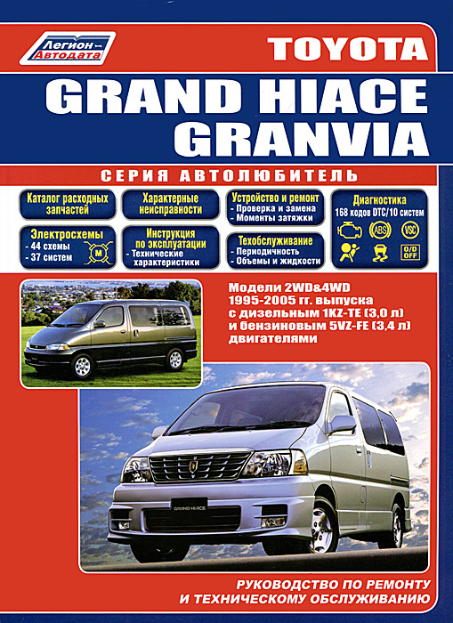 Toyota Grand Hiace / Granvia. Модели 1995-2005 гг. выпуска с дизельным и бензиновым двигателями. Руководство по ремонту и техническому обслуживанию