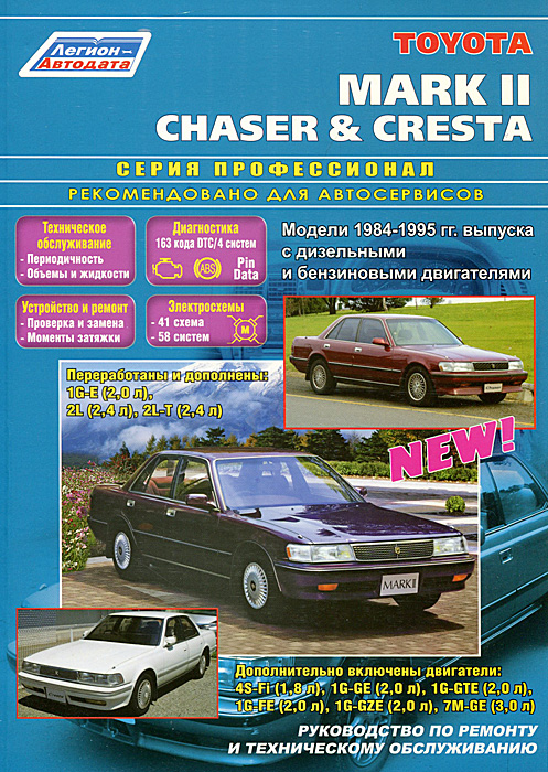 Toyota Mark II, Chaser&Cresta. Модели 1984-1995 гг. выпуска с дизельными и бензиновыми двигателями. Руководство по ремонту и техническому обслуживанию