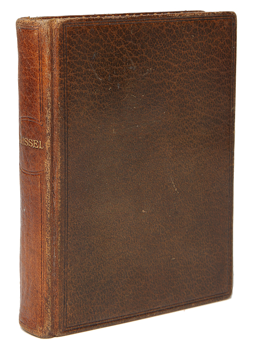Missel Romain ou paroissien romain (служебник на лытыни и французском)ПК301004_лимонный, салатовый Missel Romain ou paroissien romain (служебник на лытыни и французском)ПК301004_лимонный, салатовыйLimoges, 1889 год. Издательство: Delpayrat et depelley. Владельческий цельно-кожаный переплет. Сохранность хорошая. Роман Служебник является книгой празднования Мессы по обряду римской церкви или римского обряда. В нем находится весь текст празднования: песнопения, чтения, молитвы и даже показания для жестов. Издание не подлежит вывозу за пределы Российской Федерации.
