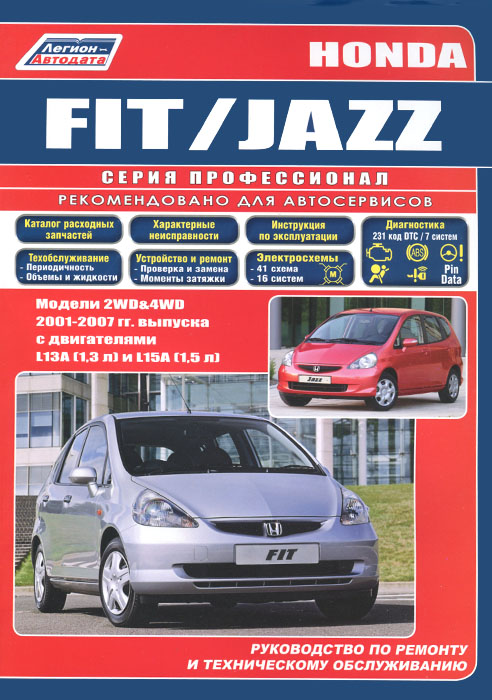 Honda Fit / Jazz. Модели 2001-2007 гг. выпуска с двигателями L13 А (1, 3 л), L15A (1, 5 л). Руководство по ремонту и техническому обслуживанию