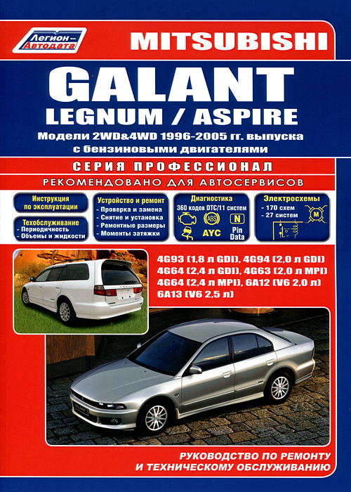 Mitsubishi Galant, Legnum / Aspire. Модели 2WD&4WD 1996-2005 гг. выпуска с бензиновыми двигателями. Устройство, техническое обслуживание и ремонт