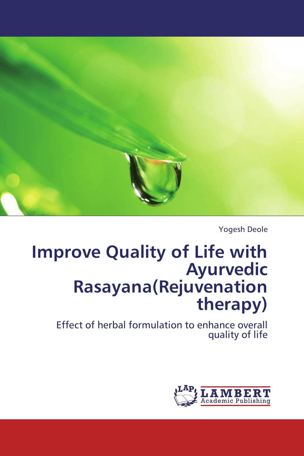 Improve Quality of Life with Ayurvedic Rasayana(Rejuvenation therapy)12296407 Improve Quality of Life with Ayurvedic Rasayana(Rejuvenation therapy)12296407In todays competitive era, with the increasing burden of stress,quality of life is getting hampered. Physical state, psychological and emotional well being, stress level are deranged. Ayurveda, being science of life, narrated the answer in the form of Rasayana (rejuvenation)to improve overall quality of life,prevent age related disorders and adverse effects of stress, so that the individual should be able to cope up with stress.The present book,a part of post doctoral work on effect of an Ayurvedic formulation in managing stress and premature ageing,presents unique concept of rejuvenation. The Ayurvedic classical formulation comprising three herbs Guduchi,Amalaki and Gokshura administered with mixture of ghee and honey is found very effective in improving every component of quality of life. This indicates the pharmacological potential of the combination as an adaptogen,anti-oxidant and stress preventing formulation. The book is useful for all those people who intend to rejuvenate...