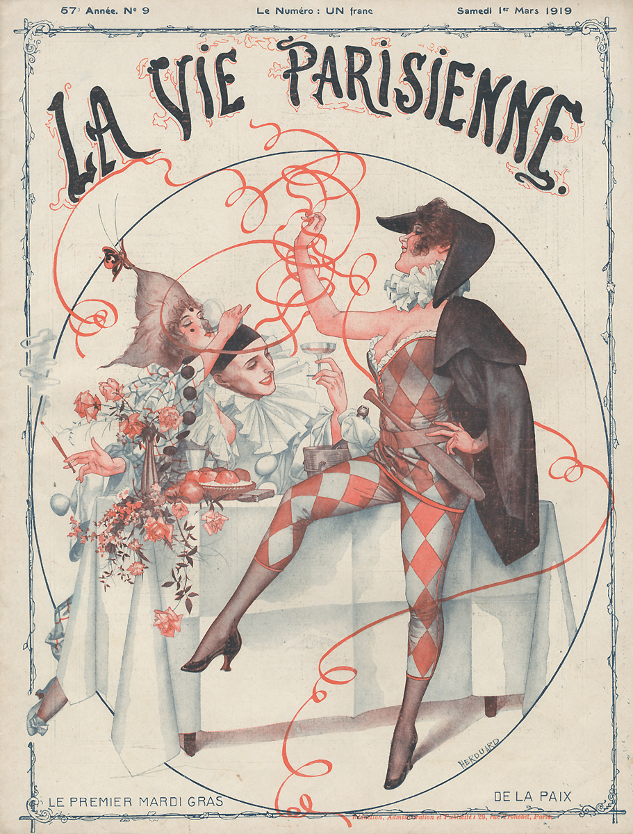 La Vie Parisienne, №9, mars 1919ПК301004_лимонный, салатовый La Vie Parisienne, №9, mars 1919ПК301004_лимонный, салатовыйПариж, Imprimerie G. de Malherbe et Cie. Сохранность хорошая. Предлагаем вашему вниманию журнал La Vie Parisienne (Парижская жизнь). Редкое периодическое издание эпохи Модерн. Франция. Март 1919.