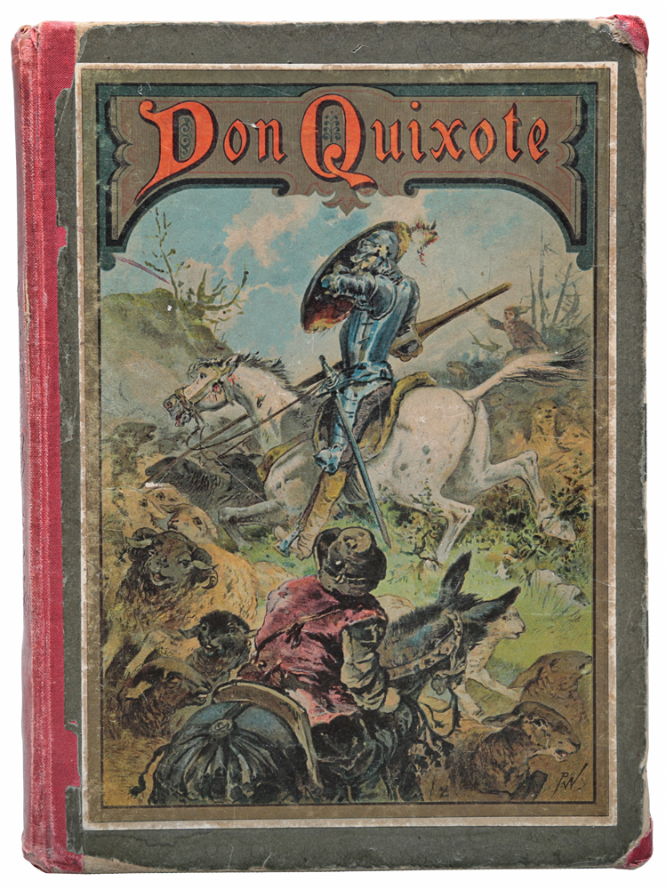 Don Quixote von La ManchaПК301004_лимонный, салатовый Don Quixote von La ManchaПК301004_лимонный, салатовыйШтутгарт, конец XIX века. Издательство Verlag von Julius Hoffmann. Издание с 6 цветными иллюстрациями на отдельных листах. Типографский переплет. Сохранность хорошая. Вашему вниманию предлагается переработанное для детей издание великого романа Мигеля Сервантеса Хитроумный идальго Дон Кихот Ламанчский. Литературная обработка Франца Хоффмана. Книга на немецком языке. Четыре века назад Сервантес предъявил новые требования к реальности, раздвинул горизонты европейского романа, и Рыцарь Печального Образа пустился в вечное странствие. Дон Кихот принимает благородное решение оживить и вернуть бесцветному миру яркое призвание странствующего рыцарства с его особым строгим уставом и со всеми его блистательными миражами, страстями и подвигами (В.Набоков). Дон Кихот и его оруженосец Санчо Панса, балансируя между явью и иллюзией, между романтическим безумием и природным здравомыслием, отбрасывают две узнаваемые тени, которые простираются через равнину веков и...