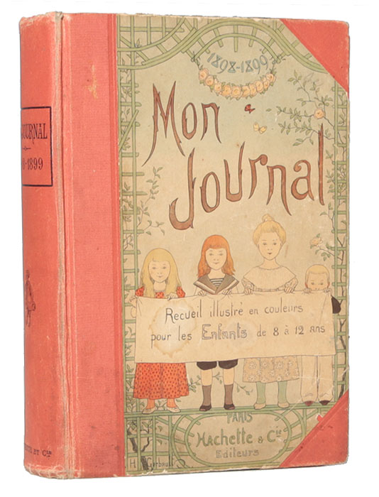 Mon Journal. Recueil hebdomadaire pour les enfants. Annee 1898 - 1899ПК301004_лимонный, салатовый Mon Journal. Recueil hebdomadaire pour les enfants. Annee 1898 - 1899ПК301004_лимонный, салатовыйПариж, 1898 - 1899 гг. Издательство Hachette & Сie. Богато иллюстрированное издание с цветными и черно-белыми рисунками. Типографский переплет. Сохранность хорошая. Вашему вниманию предлагается подшивка выпусков французского журнала Mon Journal за октябрь 1898 г. - сентябрь 1899 г. Mon Journal - еженедельный иллюстрированный журнал для детей от 8 до 12 лет. В издании публиковались разнообразные рассказы, заметки, сюжеты на исторические и бытовые темы. Журнал богато иллюстрирован цветными и черно-белыми гравюрами. Не подлежит вывозу за пределы Российской Федерации.