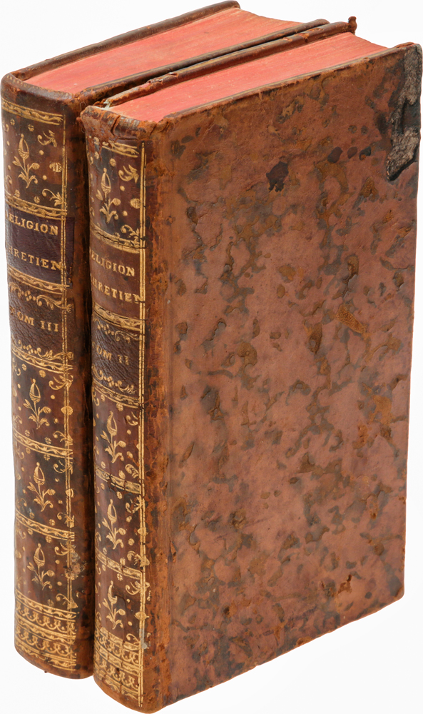 Traite de la Verite de la religion chretienne. Tomes 2, 3 (комплект из 2 книг)ПК301004_лимонный, салатовый Traite de la Verite de la religion chretienne. Tomes 2, 3 (комплект из 2 книг)ПК301004_лимонный, салатовыйГаага, 1763 год. Издание Jean Neaulme. Старинные цельнокожаные переплеты. Цветные обрезы. Сохранность хорошая. Вниманию читателей предлагаются второй и третий тома религиозного сочинения протестантского священника и писателя Жака Аббади (1654-1727) Трактат об истиннности христианской религии. Издание на французском языке. Не подлежит вывозу за пределы Российской Федерации.