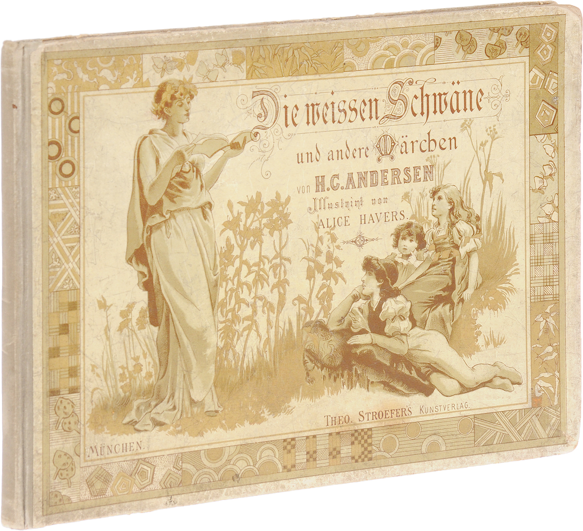 Die Weissen Schwaene und andere MaerchenПК301004_лимонный, салатовый Die Weissen Schwaene und andere MaerchenПК301004_лимонный, салатовыйМюнхен, конец XIX века. Издательство Theo. Stroefers Kunstverlag. Великолепно оформленное и иллюстрированное издание, с цветными рисунками на отдельных листах. Типографский переплет. Сохранность хорошая. Ганс Христиан Андерсен единодушно считается одним из лучших сказочников мира. Каждая из его сказок - литературное чудо. Целый мир волшебства, чудесных превращений и отважных героев, которые всегда переживают сильные, настоящие чувства. Вниманию читателей предлагается сборник избранных сказок Г. Х. Андерсена на немецком языке. В книгу вошли сказки Стойкий оловянный солдатик, Белые лебеди, Девочка со спичками и другие. Не подлежит вывозу за пределы Российской Федерации.