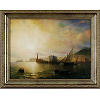 Морской вид с портом и маяком. 1852 (Теодор Гюден), 30 x 40 см30x40 42433055-41704 Морской вид с портом и маяком. 1852 (Теодор Гюден), 30 x 40 см30x40 42433055-41704Художественная репродукция картины Теодора Гюдена Морской вид с портом и маяком. 1852. Размер постера: 30 см x 40 см Артикул: 30x40 42433055-41704. Изображение нанесено на чрезвычайно плотную основу (это не бумага и не картон) и обрамлено в багет. Технология изготовления арт-постеров подразумевает обязательную художественную ламинацию каждого изображения, что придает картине дополнительную ценность, а также защищает поверхность от загрязнения, повреждений (в том числе попыток помять, исцарапать изображение), влаги и ультрафиолетовых лучей. Так, например, наши арт-постеры совершенно спокойно перенесут не одну зиму в дачном или загородном доме. Ламинирование может значительно улучшить качество изображения. Использование пленок дает различную фактуру лицевой поверхности изображения (глянцевую, матовую, холщевую, ситцевую, льняную и другие). Например, при использовании глянцевых пленок изображение проявляется - краски становятся более...