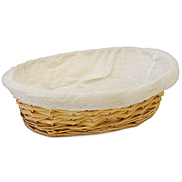 Корзинка для хлеба Dine овальная, 34 х 27 см1900418 Корзинка для хлеба Dine овальная, 34 х 27 см1900418Овальная корзинка для хлеба Dine изготовлена из лозы. Она не требует особенного ухода: нужно всего-навсего регулярно смахивать пыль мягкой щеткой и раз в год предотвращать появление трещин, путем смачивания плетения водой с помощью губки. Для того, чтобы крошки не просыпались, к корзинке прикреплена хлопчатобумажная ткань на резинке. Корзинка очень практична и легка. В холодный зимний день приятная цветовая гамма корзинки в сочетании с оригинальным дизайном навевают воспоминания о лете, тем самым способствуя улучшению настроения и полноценному отдыху.