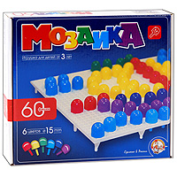Мозаика, 60 фишек6091 Мозаика, 60 фишек6091Мозаика - увлекательная развивающая игра для ваших детей. Она разовьет у ребенка творческие способности, воображение, координацию движений, мелкую моторику рук и ориентировку на плоскости. В комплект входит 60 круглых фишек шести цветов и игровое поле. Рисунки, представленные на упаковке, являются только примером, так как эта универсальная мозаика раскрывает перед ребенком неограниченные возможности моделирования и создания множества своих собственных рисунков.