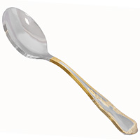 Набор столовых ложек Samba-2 Gold, 3 шт02040030400M03 Набор столовых ложек Samba-2 Gold, 3 шт02040030400M03Набор столовых ложек Samba-2 Gold состоит из 3 предметов, выполненных в элегантном стиле с изящными ручками и блеском полировки. Ручки ложек оформлены фигурной штамповкой с золотой отделкой. Сервировка праздничного стола таким набором станет великолепным украшением любого торжества. Характеристики: Длина прибора: 20 см. Материал: нержавеющая сталь. Производитель: Португалия. Артикул: 02040030400M03. Столовые приборы фирмы Herdmar популярны во всем мире не только благодаря дизайну и функциональности, но и высочайшему качеству. Самое яркое впечатление от работ Herdmar это - ощущение целостности, уравновешенности, гармонии его произведений и совершенства их форм. Основной характеристикой столовых приборов фирмы Herdmar является сохранение внешнего вида и качества полировки при многократном использовании. Благодаря разнообразному дизайну и комплектациям столовых приборов диапазон цен довольно велик. Таким образом, существует...