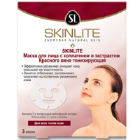 Маска для лица Skinlite с коллагеном и экстрактом Красного вина, тонизирующая, 3 штSL-203 Маска для лица Skinlite с коллагеном и экстрактом Красного вина, тонизирующая, 3 штSL-203Тонизирующая маска для лица Skinlite с экстрактом Красного вина специально разработана для насыщения кожи энергией. Содержит эффективные компоненты, которые придают коже красивый цвет лица, отбеливают ее, а использование омолаживающих ингредиентов, укрепляет, восстанавливает и защищает кожу от воздействия окружающей среды. Маска содержит коллаген, витамин Е и натуральный виноградный экстракт. Кожа становится более упругой, эластичной и гладкой. Увлажняющие и питательные ингредиенты глубоко проникают в структуру кожи и оказывают длительное воздействие. Благодаря специальной формуле Вы ощутите первый результат сразу после применения. Маска подходит для всех типов кожи, рекомендуется использовать 2-3 раза в неделю.