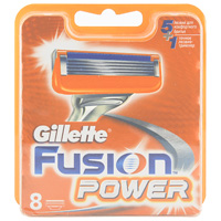 Gillette Сменные кассеты для бритья Fusion Power, 8 штGIL-75048875 Gillette Сменные кассеты для бритья Fusion Power, 8 штGIL-75048875Gillette - лучше для мужчины нет! Технология 5-лезвийной бреющей поверхности: 5 лезвий PowerGlide, расположенных ближе друг к другу, позволяют снизить давление на кожу для уменьшения раздражения и большего комфорта чем у Mach3. Микроимпульсы снижают трение и обеспечивают более гладкое скольжение бритвы. 15 специальных микро гребней Fusion помогают разглаживать неровную поверхность кожи, позволяя 5 лезвиям скользить максимально гладко. Увлажняющая полоска теряет цвет, сигнализируя о необходимости сменить лезвие. При покупке упаковки сменных кассет Fusion или Fusion Power из 8 шт. вы экономите до 20% по сравнению с покупкой четырех упаковок из 2 шт. (на основании отпускной цены Procter&Gamble). - Технология из 5 лезвий обеспечивает меньшее давление на кожу по сравнению с бритвами Mach 3. - Улучшенная увлажняющая полоска обеспечивает еще более плавное скольжение картриджа по поверхности кожи по сравнению с бритвами Mach 3. - Лезвие-триммер...