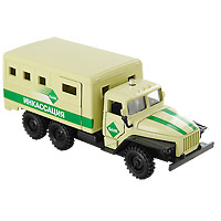 Урал Инкассация. Коллекционная модель. Масштаб 1/43CT-1054-CAB-G(WB) Урал Инкассация. Коллекционная модель. Масштаб 1/43CT-1054-CAB-G(WB)Коллекционная модель Урал Инкассация миниатюрная копия настоящего автомобиля. Модель оснащена инерционным механизмом, а также звуковыми и световыми эффектами (загораются фары, звучит сирена). Передние двери, дверь кузова и капот открываются.