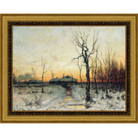 Арт-постер в багете Зима (Ю. Ю. Клевер), 32 x 40 см32x40 OZ100-504011 Арт-постер в багете Зима (Ю. Ю. Клевер), 32 x 40 см32x40 OZ100-504011Художественная репродукция картины Ю.Ю. Клевера Зима. Изображение нанесено на чрезвычайно плотную основу (это не бумага и не картон) и обрамлено в багет. Технология изготовления арт-постеров подразумевает обязательную художественную ламинацию каждого изображения, что придает картине дополнительную ценность, а также защищает поверхность от загрязнения, повреждений (в том числе попыток помять, исцарапать изображение), влаги и ультрафиолетовых лучей. Так, например, наши арт-постеры совершенно спокойно перенесут не одну зиму в дачном или загородном доме. Ламинирование может значительно улучшить качество изображения. Использование пленок дает различную фактуру лицевой поверхности изображения (глянцевую, матовую, холщевую, ситцевую, льняную и другие). Например, при использовании глянцевых пленок изображение проявляется - краски становятся более контрастными и сочными. Технология художественного ламинирования максимально приближает изображение к натуральной картине...