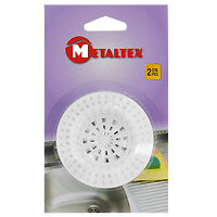 Сито-фильтр для раковины Metaltex, 2 шт29.75.45 Сито-фильтр для раковины Metaltex, 2 шт29.75.45Сито-фильтр Metaltex имеет специальное углубление для раковины и выполнен из пластика. Сито-фильтр поможет предотвратить засорение вашей раковины. Характеристики: Материал: пластик. Диаметр: 7 см. Количество: 2 шт. Производитель: Италия. Артикул: 29.75.45.