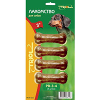 Лакомство для собак Triol Косточки, 4 шт. РВ-3-4Дл-52600 Лакомство для собак Triol Косточки, 4 шт. РВ-3-4Дл-52600Лакомство для собак Triol Косточки из жил является не только лакомством. Она также прекрасно очищает зубы и межзубное пространство, освежает дыхание. При ежедневном применении предупреждает образование зубного налета. Такая косточка будет аппетитным лакомством и занимательной игрушкой для вашего любимца. В упаковке четыре косточки размером: 7,5 см х 2,5 см х 1 см. Разработано совместно с ветеринарами. Товар сертифицирован.