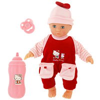 Simba Пупс Hello Kitty с бутылочкой5012768 Simba Пупс Hello Kitty с бутылочкой5012768Пупс Hello Kitty с закрывающимися глазками порадует Вашу малышку и доставит ей много удовольствия от часов, посвященных игре с ним. Пупс одет в симпатичный красный костюмчик с рисунком Hello Kitty, а на его голове - шапочка с бантиком. Голова, ручки и ножки пупса поворачиваются, что сделает игру с ним еще реалистичнее и интереснее. В комплект с пупсом входят бутылочка и соска. Порадуйте свою малышку таким великолепным подарком. Характеристики: Высота пупса: 30 см. Размер бутылочки: 9 см х 3 см. Размер упаковки: 32 см х 22 см х 10 см. Материал: текстиль, пластик, резина. Изготовитель: Китай.