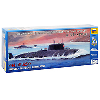 Сборная модель Российский атомный подводный ракетный крейсер К-141 Курск9007 Сборная модель Российский атомный подводный ракетный крейсер К-141 Курск9007Сборная модель Российский атомный подводный ракетный крейсер К-141 Курск привлечет внимание не только ребенка, но и взрослого и позволит своими руками создать уменьшенную копию известного корабля. Российский атомный подводный ракетный крейсер К-141 Курск был построен по проекту 949А и предназначен для уничтожения авианосных и ракетных группировок вероятного противника. Введен в строй в состав Северного флота 20 января 1995 г. Вооружен сверхзвуковыми крылатыми ракетами Гранит и торпедными аппаратами. Трагически погиб 12 августа 2000 года.