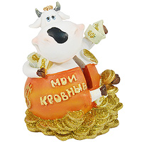 Копилка Денежная Корова. 19220D19220 Копилка Денежная Корова. 19220D19220Забавная копилка Денежная корова станет оригинальным украшением интерьера и вызовет улыбку у каждого, кто ее увидит. Копилка выполнена в виде симпатичной коровы, сидящей на россыпи золотых монет. Копилка украшена блестками. Деньги вынимаются путем открывания пластикового клапана, расположенного на дне копилки. Копилка - это оригинальный и нужный подарок на все случаи жизни. Характеристики: Материал: полистоун. Размер копилки: 7 см х 8 см х 6,5 см. Производитель: Китай. Артикул: 19220D.