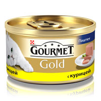 Консервы для кошек Gourmet Gold, паштет с курицей, 85 г12032582 Консервы для кошек Gourmet Gold, паштет с курицей, 85 г12032582Корм Gourmet Gold консервированный полнорационный для взрослых кошек. Рекомендации по кормлению: для взрослой кошки среднего веса требуется 4 баночки корма Gourmet Gold в день. Кормление необходимо разделить минимум на два приема. Индивидуальные потребности животного могут отличаться, поэтому норма кормления должна быть скорректирована для поддержания оптимального веса вашей кошки. Для беременных и кормящих кошек - кормление без ограничений. Подавать корм комнатной температуры. Следите, чтобы у вашей кошки всегда была чистая, свежая питьевая вода. Условия хранения: Закрытую банку хранить в сухом прохладном месте. После открытия продукт хранить максимум 24 часа. Состав: мясо и субпродукты (из которых курицы 4%), продукты переработки овощей, минеральные вещества, сахара. Добавленные вещества: МЕ/кг: Витамин А: 1440; витамин D3: 220. мг/кг: железо: 10; йод: 0,2; медь: 0,9; марганец: 1,9; цинк: 10. С консервантом. ...
