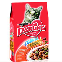 Корм сухой Darling для кошек, с птицей и овощами, 2 кг12047940 Корм сухой Darling для кошек, с птицей и овощами, 2 кг12047940Новый корм для кошек Darling с омега жирными кислотами обеспечивает превосходное качество питания вашей кошки и помогает поддерживать здоровую, блестящую и приятную на ощупь шерсть вашего питомца. Состав: злаки и продукты переработки злаков, продукты переработки мяса и и мясных субпродуктов (минимум 4% мясо птицы), животный жир, соевая мука, вкусоароматическая кормовая добавка, продукты переработки овощей (минимум 0,5%), антиокислитель, красители, консерванты. Пищевая ценность: сырой белок 27,0 г, влажность 8,0 г, сырой жир 7,0 г, сырая зола 7,0 г, сырая клетчатка 2,5 г, кальция 1,4 г, медь 1,7 мг, фосфор 1,4 г, железо 17 мг, калий 0,8 г, марганец 4,0 мг, натрий 0,2 г, цинк 18 мг, магний 0,17 г, селен 32 мкг, линоленовая кислота 0,2 г, линолевая кислота 2,3 г, витамин А 850 МЕ, витамин D 85 МЕ, витамин Е 7,5 мг, витамины группы В 170 мг. Вес: 2 кг.