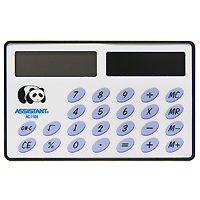 Калькулятор Assistant AC-1106, 8-разрядныйAC-1106 Калькулятор Assistant AC-1106, 8-разрядныйAC-1106Необычная форма карманного калькулятора позволит Вам удобно разместить его в ладошке и легко произвести необходимые подсчеты. Калькулятор оснащен 8-разрядным большим дисплеем и горизонтальной формой. Питается калькулятор от солнечного элемента. 8-разрядный дисплей Вычисление процентов Солнечная батарея Большой дисплей ПВХ обложка Размером с кредитную карточку Характеристики: Размер калькулятора: 5,4 x 8,6 x 0,35 см. Размер дисплея: 3,6 см х 1,1 см. Материал: пластик, ПВХ. Цвет: белый. Изготовитель: Китай.