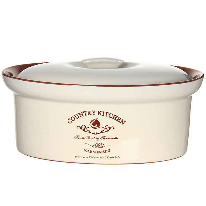 Кастрюля Terracotta Кухня в стиле Кантри , с крышкой, 1,8 л TLY083-1-CK-ALTLY083-1-CK-AL Кастрюля Terracotta Кухня в стиле Кантри , с крышкой, 1,8 л TLY083-1-CK-ALTLY083-1-CK-ALКастрюля Кухня в стиле Кантри, изготовлена из жаропрочной керамики и покрыта высококачественной глазурью. Преимущества керамической посуды: отсутствие выделений химических примесей; равномерный нагрев; долгое сохранение температуры; сохранение витаминов и других ценных питательных веществ. Кастрюля Кухня в стиле Кантри в шоколадно-сливочных тонах станет отличным подарком для ваших друзей и близких. Характеристики: Материал: керамика. Размер кастрюли: 26 см х 20,5 см х 10,5 см. Объем кастрюли: 1,8 л. Размер упаковки: 26,5 см х 20,5 см х 11 см. Производитель: Италия. Изготовитель: Китай. Артикул: TLY083-1-CK-AL.
