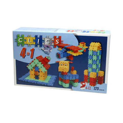Clics Конструктор 4 в 1СА101(M125) Clics Конструктор 4 в 1СА101(M125)Конструктор Clics (Кликс) - отличный набор для всестороннего развития вашего ребенка. Этот конструктор поможет развить логическое мышление, мелкую моторику рук, воображение, фантазию. Особенность конструктора заключается в том, что он позволяет ребенку строить бесконечные забавные модели руководствуясь своей фантазией или по прилагаемой инструкции (домик, вертолет, ракету или собачку).