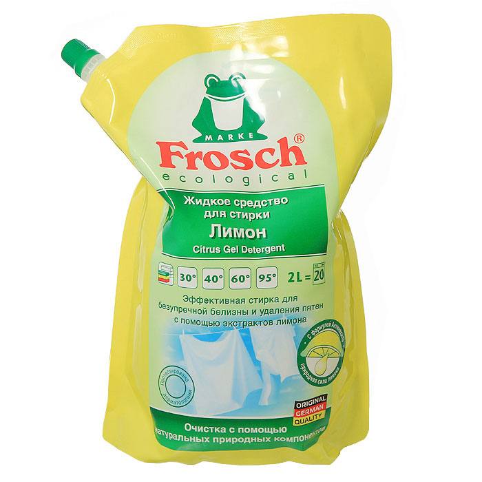 Жидкое средство для стирки "Frosch", с ароматом лимона, 2 л Жидкое средство для стирки "Frosch", с ароматом лимона, 2 л