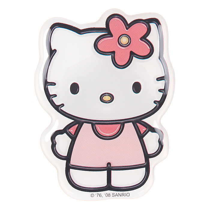 Наклейка Hello Kitty3360 Наклейка Hello Kitty3360Наклейка Hello Kitty привлечет внимание вашей малышки и не позволит ей скучать! Hello Kitty (Хелло Китти) - персонаж японской поп-культуры - маленькая белая кошечка в упрощенной рисовке. Торговая марка Hello Kitty, зарегистрированная в 1976 году, используется в качестве бренда для многих продуктов и стала главным героем одноименного мультсериала. Игрушки Hello Kitty - популярные в Японии и во всем мире сувениры. Характеристики: Размер наклейки: 8 см х 6,5 см.