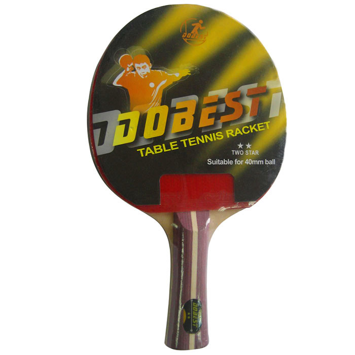 Ракетка для настольного тенниса Dobest. 2 StarBR01/2 Ракетка для настольного тенниса Dobest. 2 StarBR01/2Ракетка Dobest предназначена для игры в настольный теннис для любителей и игроков начального уровня. Ракетка выполнена из дерева, накладка из резины. Основные характеристики: Контроль: 7. Скорость: 8. Кручение: 6. Характеристики: Материал: дерево, резина. Размер ракетки: 26 см х 15 см. Длина ручки: 10 см. Артикул: BR01/2. Производитель: Китай.