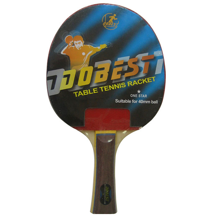 Ракетка для настольного тенниса Dobest. 1 StarBR01/1 Ракетка для настольного тенниса Dobest. 1 StarBR01/1Ракетка Dobest предназначена для игры в настольный теннис для любителей и игроков начального уровня. Ракетка выполнена из дерева, накладка из резины. Основные характеристики: Контроль: 6. Скорость: 7. Кручение: 6.