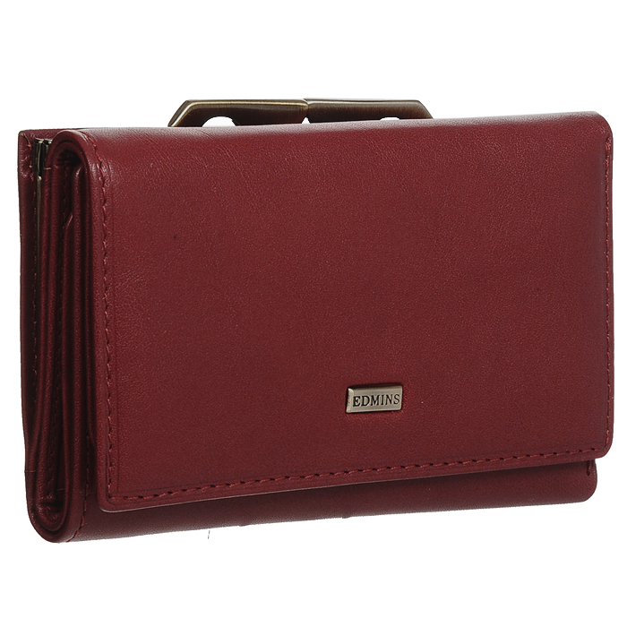 Портмоне Edmins, цвет: красный. 2101 ML ED red61491 Портмоне Edmins, цвет: красный. 2101 ML ED red61491Портмоне Edmins выполнено из натуральной кожи красного цвета. Внутри состоит из двух отделений для купюр, десяти отделений для кредитных карт или визиток, двух вертикальных карманов для бумаг, кармана с окошком из прозрачного пластика и отделения для мелочи на металлической защелке. Портмоне закрывается широким клапаном на кнопку. Портмоне упаковано в фирменную коробку с логотипом фирмы.