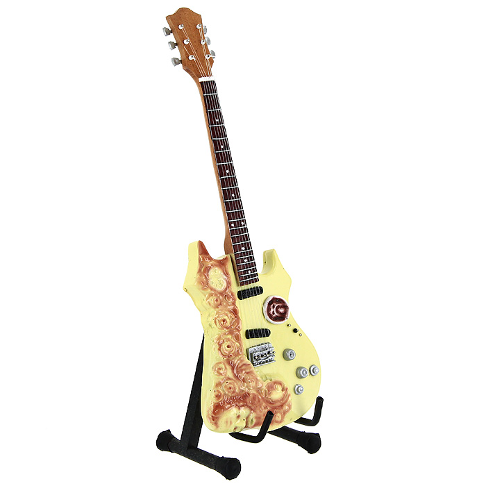 Коллекционная модель гитары Джерри Гарсия Grateful Dead Tribute. Масштаб 1:41020192 Коллекционная модель гитары Джерри Гарсия Grateful Dead Tribute. Масштаб 1:41020192Модель электрогитары Grateful Dead Tribute знаменитого американского рок-музыканта Джерри Гарсия, представляет собой точную копию инструмента, выполненную в уменьшенном масштабе. Такой сувенир понравится не только поклоннику известного рок-музыканта, но и человеку, ценящему оригинальные вещи. Коллекционная модель станет оригинальным украшением интерьера. Благодаря специальной подставке вы можете поставить модель гитары в любом месте, где она будет удачно смотреться. Одним из многочисленных ценителей данной модели является Джерри Гарсия.