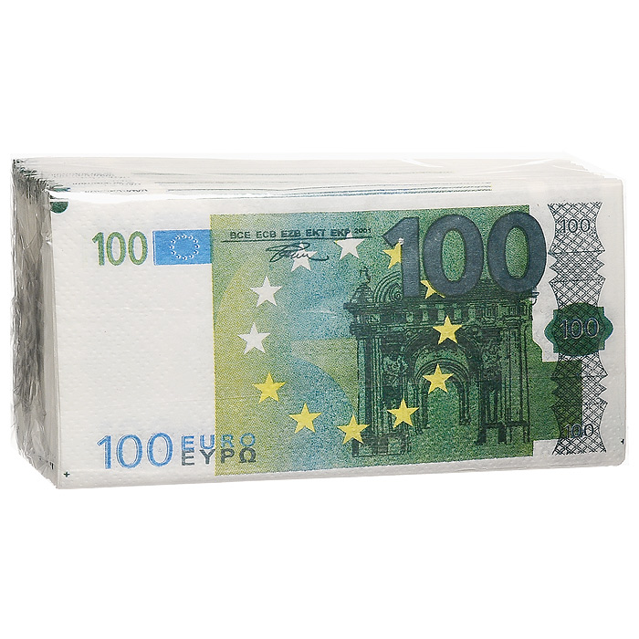 Салфетки Пачка 100 евро92422 Салфетки Пачка 100 евро92422Качественные бумажные двухслойные салфетки Пачка 100 евро с изображением купюр в 100 евро - оригинальный сувенир для людей, ценящих чувство юмора. Характеристики: Размер упаковки: 16,5 см x 8,5 см x 4 см. Размер салфетки: 33 см x 33 см. Материал: бумага. Производитель: Россия. Артикул: 92422.