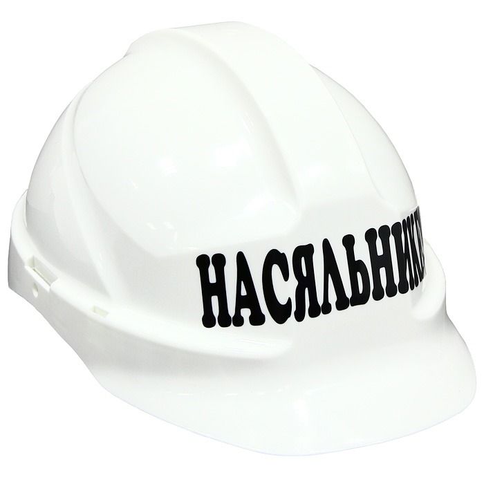 Каска Насяльнике!, цвет: белый92635 Каска Насяльнике!, цвет: белый92635Пластиковая каска белого цвета с надписью Насяльнике! может стать оригинальным подарком для каждого. Каска имеет форму, в точности повторяющую строительные каски, и текстильный ремешок для фиксации каски. Характеристики: Высота каски: 13,5 см. Диаметр обхвата головы: 22 см. Цвет: белый. Материал: пластик, текстиль. Артикул: 92635.