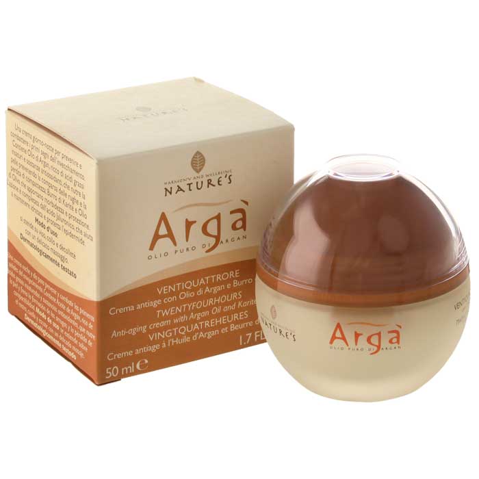 Крем для лица Natures Arga, антивозрастной, 24 часа, 50 мл60150201 Крем для лица Natures Arga, антивозрастной, 24 часа, 50 мл60150201Антивовозрастной крем для лица Natures Arga идеален для зрелой кожи. Содержит ненасыщенные жирные кислоты и антиоксиданты, которые питают кожу, борются с морщинами и потерей упругости. Обеспечивает мягкость и защиту, тонус и эластичность кожи, поддерживает необходимый уровень влажности 24 часа в сутки. Способ применения: наносить утром и вечером нежными массажными движениями на предварительно очищенную кожу лица, шеи и области декольте.