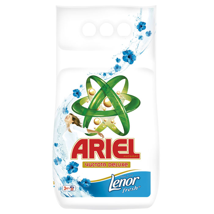 Стиральный порошок Ariel Lenor fresh. Чистота Deluxe, автомат, 3 кгAS-81490167 Стиральный порошок Ariel Lenor fresh. Чистота Deluxe, автомат, 3 кгAS-81490167Стиральный порошок Ariel Lenor fresh. Чистота Deluxe подходит для стирки светлых вещей. Удаляет пятна и сильные загрязнения. Содержит отбеливающие компоненты, помогающие добиться белизны светлых вещей. Сохраняет вещи чистыми как новые.