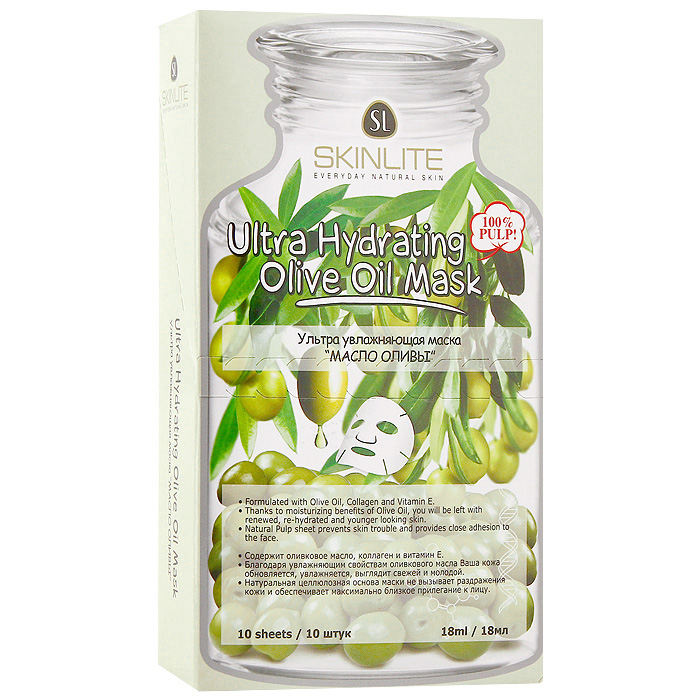 Маска Skinlite Масло оливы, ультра увлажняющая, 10 штSL-237 Маска Skinlite Масло оливы, ультра увлажняющая, 10 штSL-237Ультра увлажняющая маска Skinlite Масло оливы содержит уникальную смесь оливкового масла, коллагена и витамина Е, обеспечивающих интенсивное увлажнение для усталой и сухой кожи. Оливковое масло питает, смягчает, восстанавливает защитные функции кожи, замедляет процесс преждевременного старения. При регулярном применении маски кожа становится мягкой, гладкой и увлажненной! Способ применения : полностью очистите лицо, аккуратно приложите маску к лицу, убедившись, что она плотно прилегает к коже. Оставьте на 15-20 минут. Снимите, медленно потянув за края. Характеристики: Количество масок: 10 шт. Объем одной маски: 18 мл. Размер упаковки: 18 см х 10,5 см х 4 см. Производитель: Южная Корея. Артикул: SL-236. Товар сертифицирован.