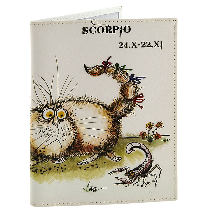 Обложка для паспорта Perfecto Scorpio. PS-ZDCT-08PS-ZDCT-08 Обложка для паспорта Perfecto Scorpio. PS-ZDCT-08PS-ZDCT-08Обложка для паспорта Скорпион, выполненная из натуральной кожи, оформлена оригинальным изображением забавного кота, символизирующего знак зодиака - скорпион. Такая обложка не только поможет сохранить внешний вид ваших документов и защитит их от повреждений, но и станет стильным аксессуаром, идеально подходящим вашему образу. Обложка для паспорта стильного дизайна может быть достойным и оригинальным подарком. Характеристики: Материал: натуральная кожа, пластик. Размер (в сложенном виде): 9,5 см x 13,5 см. Производитель: Россия. Артикул: PS-ZDCT-08.