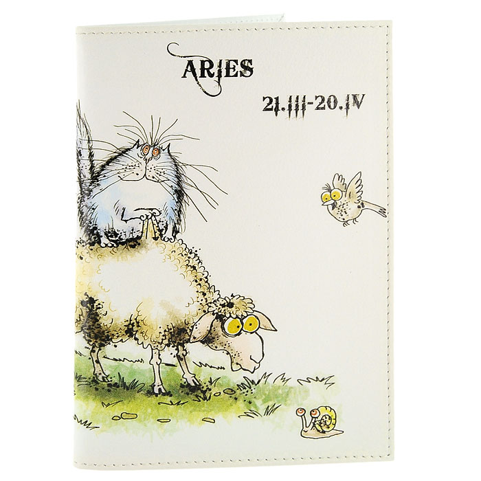 Обложка для паспорта Perfecto Aries. PS-ZDCT-01PS-ZDCT-01 Обложка для паспорта Perfecto Aries. PS-ZDCT-01PS-ZDCT-01Обложка для паспорта Овен выполнена из натуральной кожи и оформлена оригинальным изображением: забавный кот сидит на барашке, символизирующем знак зодиака Овен. Функциональная и стильный аксессуар поможет сохранить внешний вид ваших документов и защитит их от повреждений. Обложка для паспорта со стильным дизайном - это оригинальный достойный подарок.
