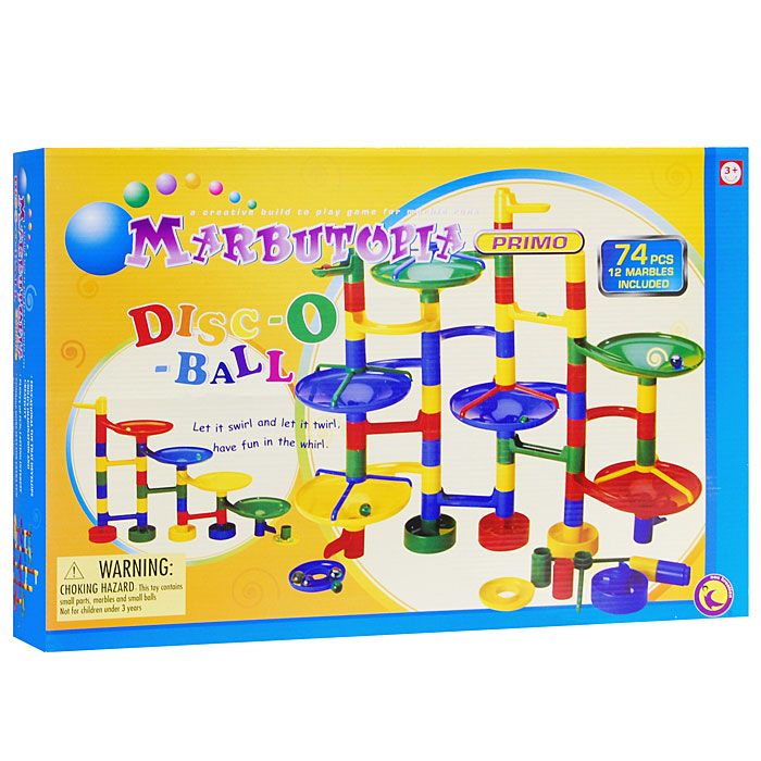Marbutopia Конструктор Disc-O-Ball6810 Marbutopia Конструктор Disc-O-Ball6810Конструктор Disc-O-Ball - первый шаг ребенка в мир конструирования объемных лабиринтов. В данном комплекте имеются разноцветные пластиковые детали: воронки, множество мостиков-переходов и 12 шариков. Основная задача - построить лабиринт так, чтобы шарик не застревал, а скатывался вниз по дорожкам и виражам. Особенность конструктора заключается в том, что он позволяет ребенку строить бесконечные забавные лабиринты, руководствуясь своей фантазией или по прилагаемой инструкции. Конструирование лабиринтов полезно для развития пространственного мышления и воображения. Также развивает координацию, моторику, концентрацию, планирование, стратегию, понятие причины и следствия. Раннее развитие этих навыков, как известно, существенно увеличивает академические и интеллектуальные способности ребенка. Конструктор Disc-O-Ball совместим с другими наборами серии Primo благодаря чему вы всегда можете дополнить конструкцию новыми элементами и строить новые виражи. ...