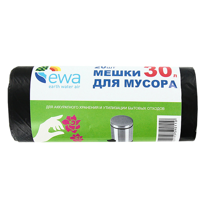 Мешки для мусора Ewa, цвет: черный, 30 л, 20 шт4607115590110 Мешки для мусора Ewa, цвет: черный, 30 л, 20 шт4607115590110Мешки для мусора Ewa, являясь предметами первой необходимости, служат для аккуратного хранения и утилизации бытовых отходов. Мешки изготовлены из полиэтилена низкого давления черного цвета. Характеристики: Материал: полиэтилен. Объем: 30 л. Количество: 20 шт. Цвет: черный. Изготовитель: Россия. Артикул: 4607115590110.