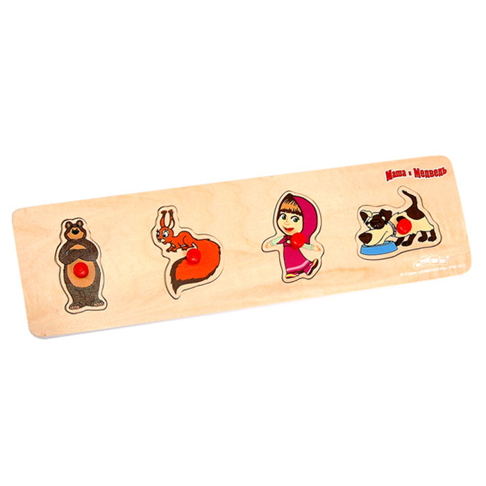 Развивающая игра-пазл Маша и Медведь, 4 элемента1101350 Развивающая игра-пазл Маша и Медведь, 4 элемента1101350Развивающая игра-пазл Маша и Медведь представляет собой деревянную основу с четырьмя вынимающимися элементами в виде героев одноименного мультсериала. Для каждой фигурки в основе есть углубление, которое подходит только для нее. Ребенку предстоит правильно расставить фигурки на основе. Все фигурки имеют удобный пластиковый держатель, благодаря которому ребенок без труда сможет установить их в соответствующее отверстие. Игра развивает логическое мышление, мелкую моторику рук и сообразительность. Пазл - одна из самых доступных игрушек, развивающих логическое мышление, внимание, память, воображение. Такие чудо-картинки очень полезны для развития мышления и познавательных способностей ребенка. По мнению психологов, игра в пазлы способствует развитию образного и логического мышления, произвольного внимания, восприятия, в частности, различению отдельных элементов по цвету, форме, размеру; учит правильно воспринимать связь между частью и целым; развивает...