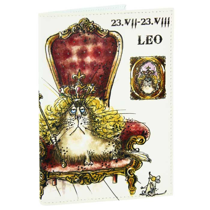 Обложка для паспорта Perfecto Leo. PS-ZDCT-05PS-ZDCT-05 Обложка для паспорта Perfecto Leo. PS-ZDCT-05PS-ZDCT-05Обложка для паспорта Лев, выполненная из натуральной кожи, оформлена оригинальным изображением забавного кота, символизирующего знак зодиака - Лев. Такая обложка не только поможет сохранить внешний вид ваших документов и защитит их от повреждений, но и станет стильным аксессуаром, идеально подходящим вашему образу. Обложка для паспорта стильного дизайна может быть достойным и оригинальным подарком. Характеристики: Материал: натуральная кожа, пластик. Размер (в сложенном виде): 9,5 см x 13,5 см. Производитель: Россия. Артикул: PS-ZDCT-05.