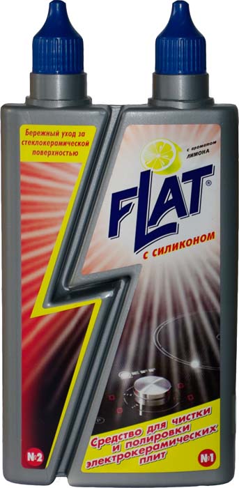 Средство для чистки и полировки электрокерамических плит Flat, с ароматом лимона, 300 г4600296002120 Средство для чистки и полировки электрокерамических плит Flat, с ароматом лимона, 300 г4600296002120Двухэтапное средство для ухода за электрокерамическими плитами позволяет сохранить первоначальный вид вашей бытовой техники и продлить срок ее службы. Преимущества: эффективно очищает пригоревшие остатки пищи и накипь; не оставляет следов и царапин на поверхности; придает сияющий блеск; образует силиконовую пленку на поверхности, защищающую от загрязнений, облегчающую дальнейший уход.