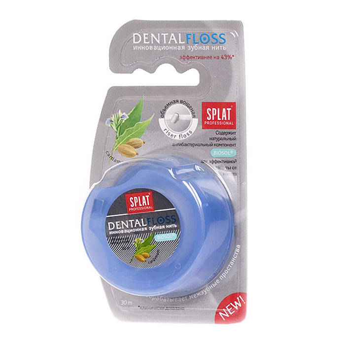 Зубная нить Splat Dental Floss, с ароматом кардамонаФК-602 Зубная нить Splat Dental Floss, с ароматом кардамонаФК-602Объемная вощеная зубная нить Splat Dental Floss с уникальной структурой (Riser Floss) при натяжении легко проникает в межзубные промежутки, бережно и эффективно очищает поверхность зубов, заботясь о здоровье десен. Антибактериальный компонент Biosol препятствует размножению бактерий. Использование нити помогает предотвратить кариес и заболевания десен, уменьшает образование налета на 69%, снижает кровоточивость десен на 50%. Характеристики: Длина нити: 30 м. Производитель: Италия. Товар сертифицирован.