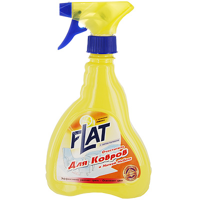 Очиститель Flat для ковров и мягкой мебели, с ароматом лимона, 480 г4600296001734 Очиститель Flat для ковров и мягкой мебели, с ароматом лимона, 480 г4600296001734Очиститель для ковров и мягкой мебели Flat быстро и эффективно избавляет от пятен, придает первоначальную чистоту и освежает цвет изделия. Эргономичный флакон оснащен высоконадежным курковым распылителем, дающим возможность пенообразования при распылении, позволяющим легко и экономично наносить раствор на загрязненную поверхность. Характеристики: Вес: 480 г. Производитель: Россия.