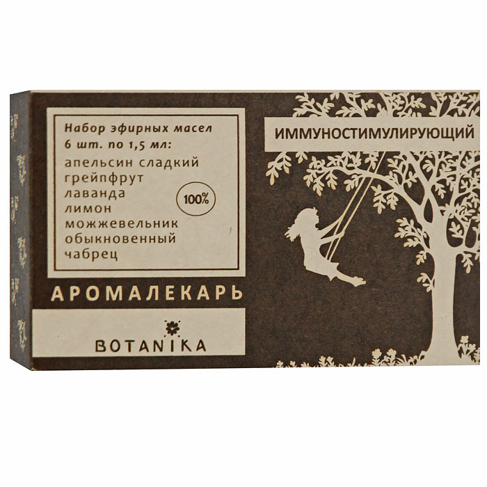 Набор эфирных масел Botanika Иммуностимулирующий, 6x1,5 мл00007893 Набор эфирных масел Botanika Иммуностимулирующий, 6x1,5 мл00007893В набор Botanika Иммуностимулирующий входят 100% эфирные масла: лимон, грейпфрут, лаванда, апельсин сладкий, чабрец, можжевельник обыкновенный. Ароматерапия поможет нашей иммунной системе: целебные свойства растений с глубокой древности использовались не только для лечения, но и для профилактики болезней. Характеристики: Объем: 6 x 1,5 мл. Производитель: Россия. Товар сертифицирован.